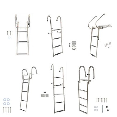 2 Step 3 Step 4 Step 5 Step Telescoping Foldable Boat Ladder with Hand Railing