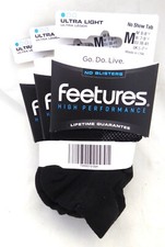 Feetures High Performance Ultra Light No Show Tab, Black, SM-XL, Unisex, 3 Pair