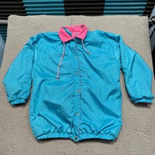 Clipper Bay Reversible Jacket Womens Small Blue Pink Snap Nylon Vintage 90s