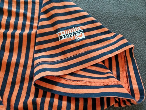 Vintage FAIRWAY & GREENE Bonita Bay Orange Black Striped Polo Shirt Mens XL Golf - Picture 5 of 8