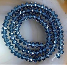 1000 pcs Natural 3x4mm Faceted Blue ink Crystal Rondelle Gemstone Loose Beads AA