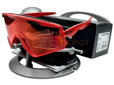 ✓🕶️ OAKLEY WIND JACKET 2.0 009418 MATTE REDLINE/PRIZM SNOW