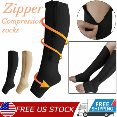 Zipper Compression Socks Stockings 20-30mmHg Sport Varicose Veins Arthritis  Pain