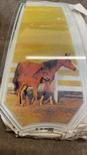 OK LIGHTING TOUCH LAMP REPLACEMENT GLASS 1 Panel Horse And Colt