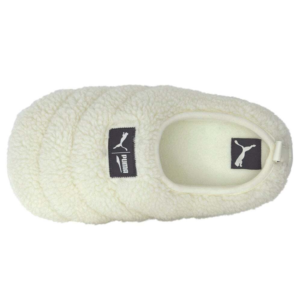 PUMA Sherpa Logo Scuff Mens Off White Casual Slippers 384943-01