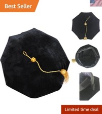 Elegant Black Velvet Doctoral Tam with Gold Bullion Tassel - One Size Fits Most