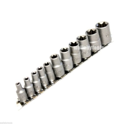 NEW 11PC FEMALE TORK BIT SOCKET TORX STAR SOCKET WRENCH DRIVER TOOL KIT