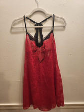 Secret Treasures Womens sz M Red Semi Sheer Lace Nightie 6