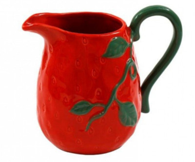 Sifcon Int Ceramic Jug Decorative Strawberry Pattern, H 19cm, New