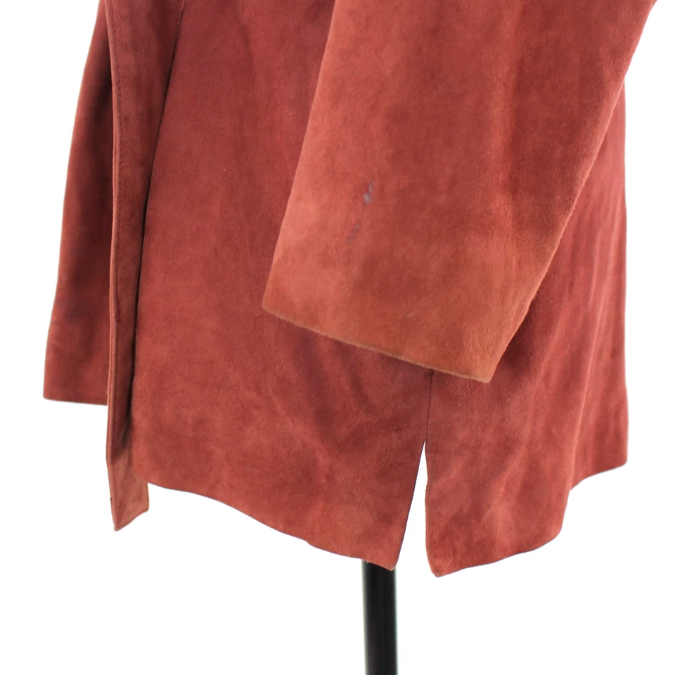 Reiss Willow Goat Suede Wrap Belted Tie Brick Red Jacket M Leather Coat Kimono - Image 4 of 4