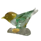 Murano Art Glass Arte ICET Bird on Branch Figurine Yellow & Green Made Venezuela