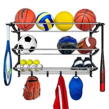 Garage Sports Equipment Organizer - Wall Mounted Ball Rack - Garage Ball Storage
