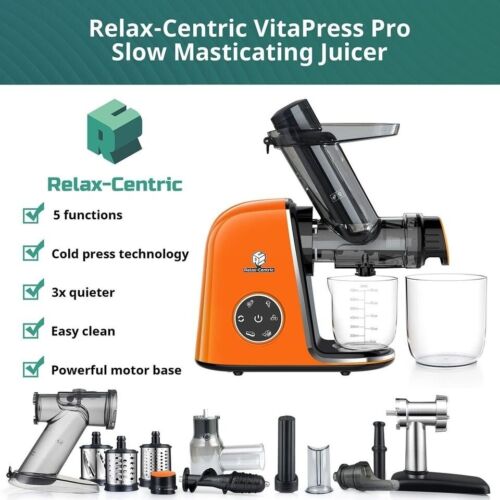 Relax-centric Juicer Machines, Slow Masticating Juicer Orange - Picture 4 of 10