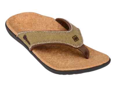 Spenco Women's Yumi Canvas Straw/Java/Cork Thong Flip Flop Medium