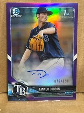 2018 Bowman Draft Chrome TANNER DODSON 1st Bowman PURPLE REFRACTOR AUTO #/198 RC