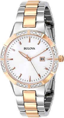 Bulova 98R169 Rose Gold & Silver Tone Steel Date 16 Diamonds  display picture 1