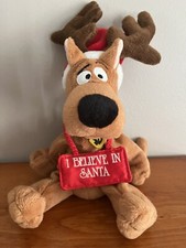 Vintage Scooby Doo Christmas Plush I Believe In Santa Bean Bag Reindeer Hat