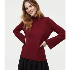 NWT Womens Size XS Ann Taylor LOFT Dark Red Mock Neck Pullover Sweater