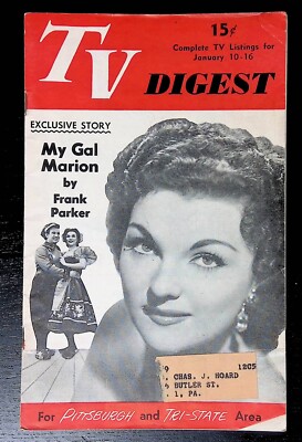 1953 Pittsburgh Area TV Digest Randy Merriman Marion Marlowe Frank Parker
