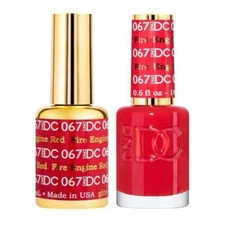 DND DC Soak Off Gel Polish + Matching Nail Lacquer - #067 Fire Engine Red