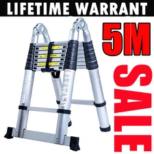 Heavy Duty 5M Multi Purpose Folding Telescopic Ladder Aluminum A-Frame Extension