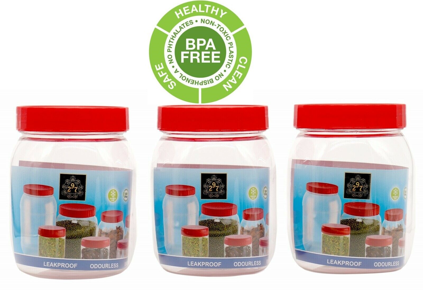 BPA FREE Plastic Storage Containers Screw Top Lid Food Canisters Pet