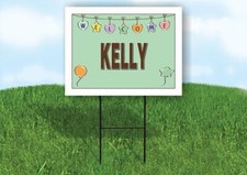 KELLY WELCOME BABY GREEN 18 in x 24 in Yard Sign Road Sign with Stand