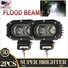 2pcs FLOOD Beam 4inch Backup Reverse Led Work Light Windshield Bumper Pods