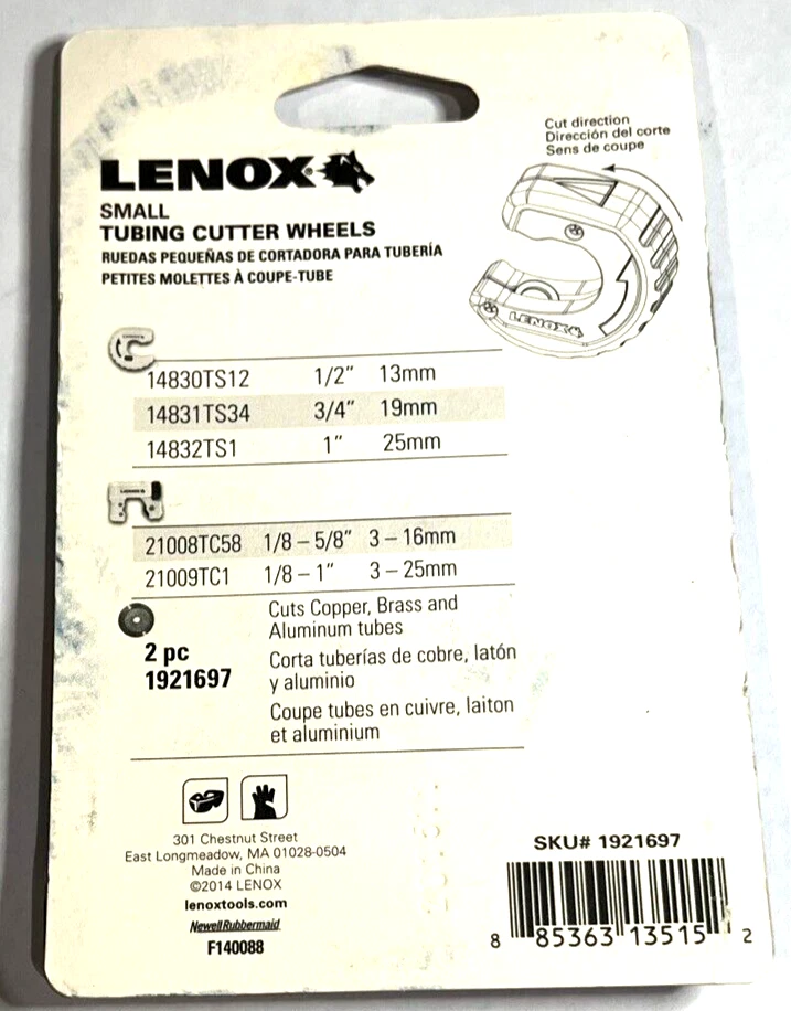 LENOX Tubing Cutter Wheels Set 2 pc 5/8 Inch Replacement CHN 1921697 (4-Packs) - Image 3 of 4