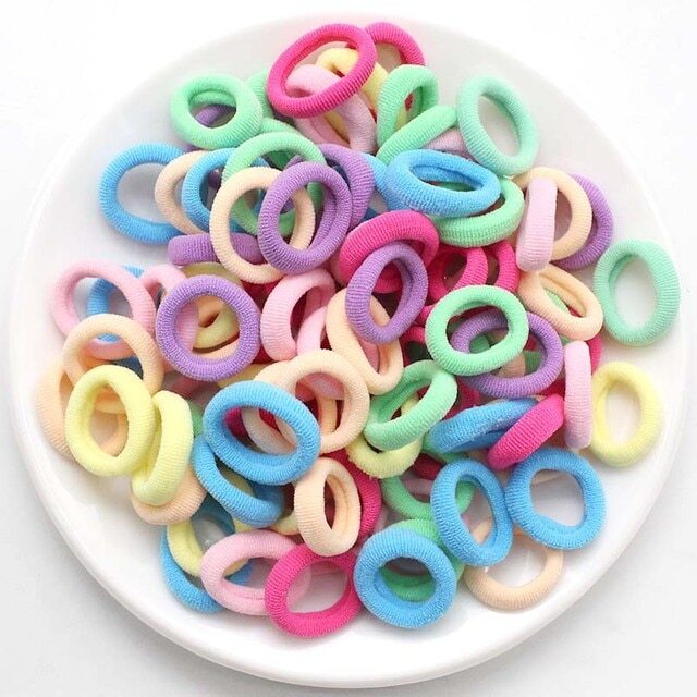 100/200PCS Women Girls Colorful Nylon Elastic Hair Band Ponytail Hair Tie Rubber