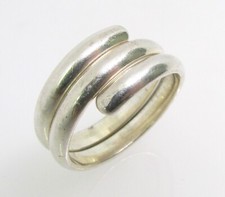 925 Sterling Silver Triple Band Wrap Around Ring Size 7.5 - 6.0g