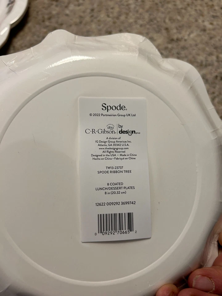 Spode Christmas Tree 8 Count Paper Dessert Plates 8" Sealed Party NEW! - Image 2 of 2