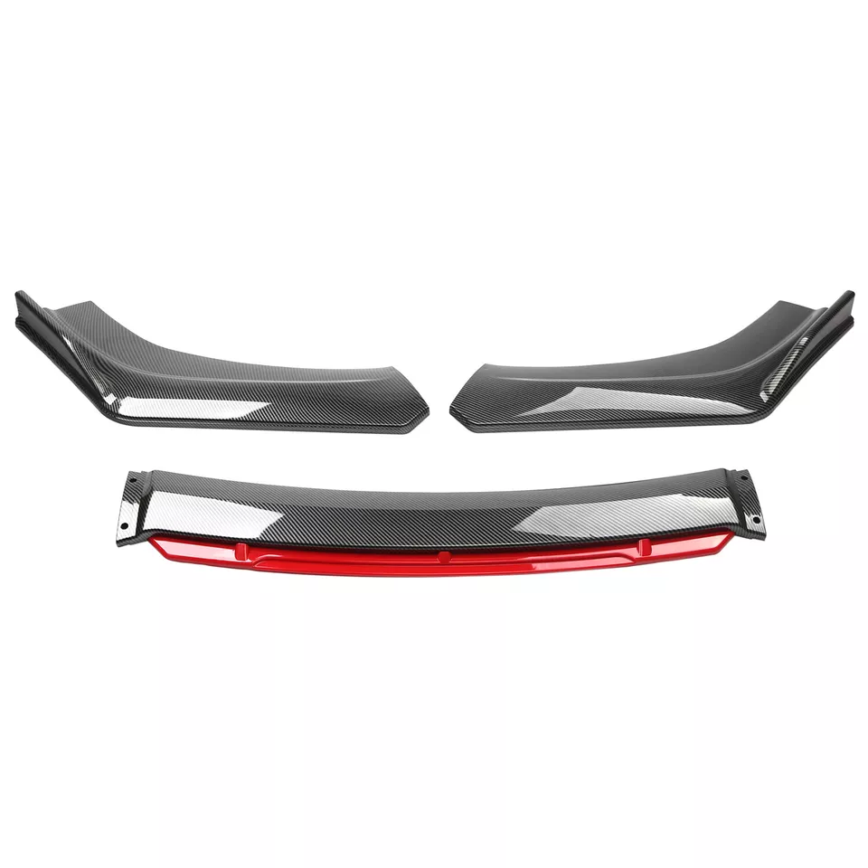 For Skoda Octavia Front Bumper Lip Splitter Spoiler Diffuser Carbon Fiber Red - Image 4 of 4