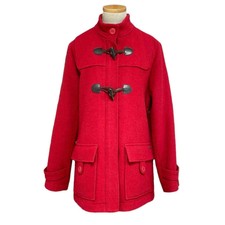 Saint James Coat Women's 8 Red Toggle Knit Wool Peacoat Jacket