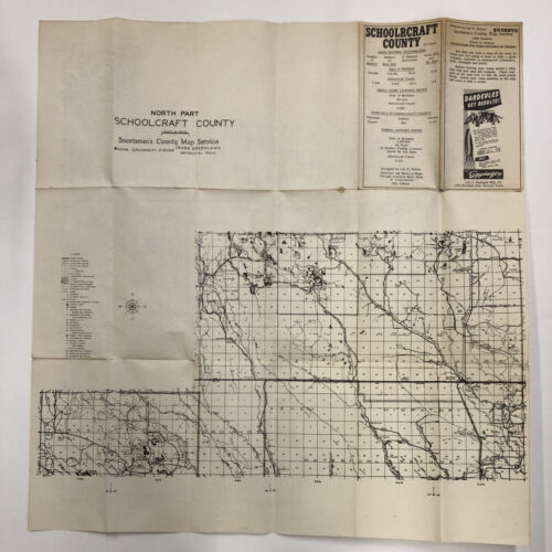 1940er Sportsman's County Karte Schulhandwerk, Michigan Eppinger Dar Devles Jagd - Bild 3 von 4