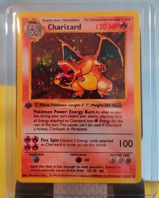 1996 Pokemon DIY Fan Art Charizard 4/102 First Edition Holo