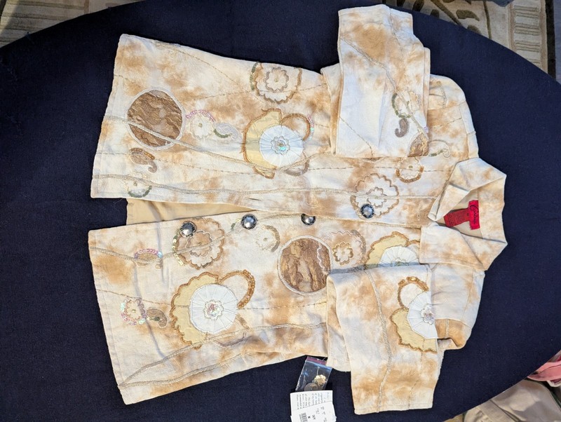 Carina "Ivy" Blazer, Size M, Cotton Blend, Ivory, Highly Decorated, Never Worn