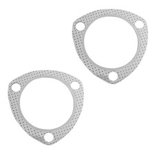 2PCS Car Exhaust Gasket, 2.5" 3-Bolt Exhaust Pipe Flange Gasket with SS Fire