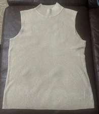 Dana Buchman Womens XL Gold Tan Mock Turtleneck Sleeveless Ribbed Free Shipping