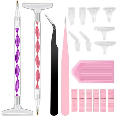 Diamond Art Tools Includes 2 Dual-Ended Rhinestone Wax Pens with 12 