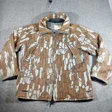 Vintage Cabelas Trebark Bark Wool Camo Jacket Mens L Brown Distressed USA Made