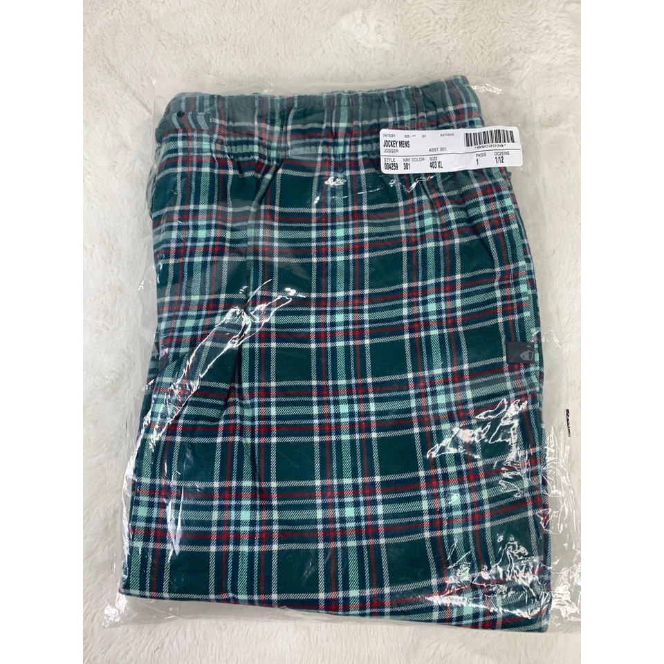 Jockey 男式法兰绒睡眠慢跑仙人掌松糖格子 XL 码全新 — 第 2/4 张图片