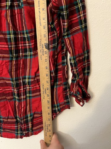 Old Navy Damen rot kariertes Flanell Tunika Hemd mit Knopfleiste Größe XS - Bild 4 von 6