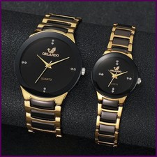 2 PIEZAS Relojes para Pareja Moda Correa de Acero Inoxidable Hombres Mujeres Analógicos Cuarzo.