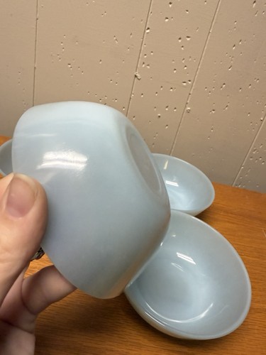 4 Pale Delphite Blue Fire King Oven Ware Small Cereal Bowl 1950s 5” Soft Blue - Picture 4 of 8