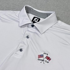 FootJoy Polo Shirt Mens 2XL White Short Sleeve Collared Golf Moisture Wicking