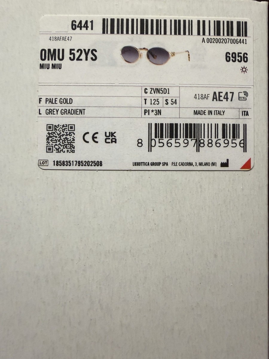 MIU MIU MU 52YS ZVN5D1 Pale Gold Grey Gradient Round Women
