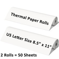 2 Rolls US Letter Size Thermal Printer Paper 8.5''X11'' Quick-Dry Thermal Paper