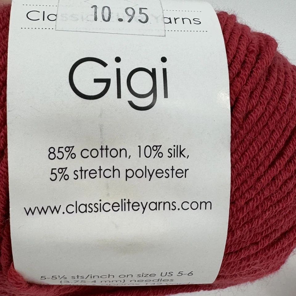 Hilos Clásicos Elite Gigi Algodón Seda Rojo 7358 Worsted DK Tejido Crochet Hágalo Usted Mismo Artesanía Foto 3 de 4