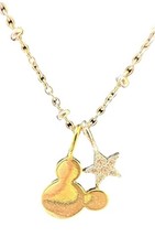 Disney Mickey Mouse Star Charm Necklace Gold Tone LA CN Disney